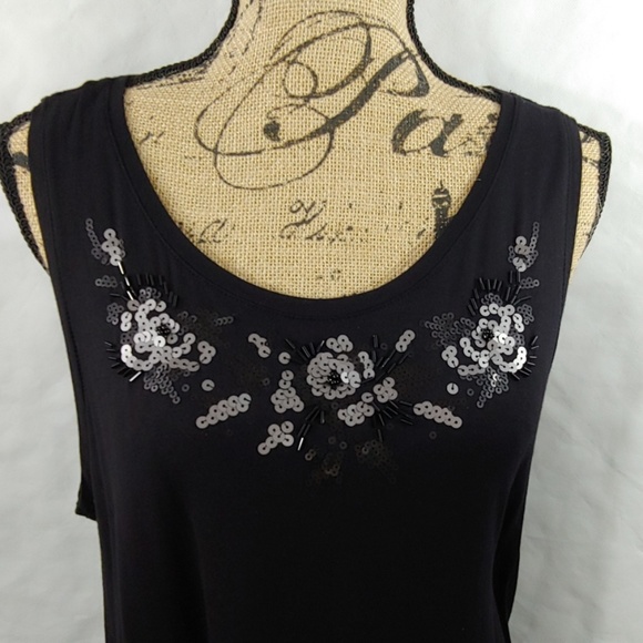 Apt. 9 Tops - APT.9 Dressy Tank Top With Bling Front Soft Black
